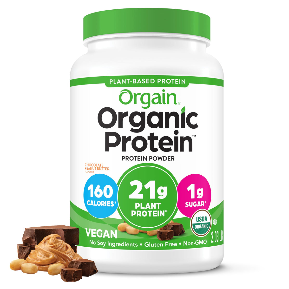 Orgain Organic Vegan 21g Protein Powder, Vanilla Bean, 2.03 lb
