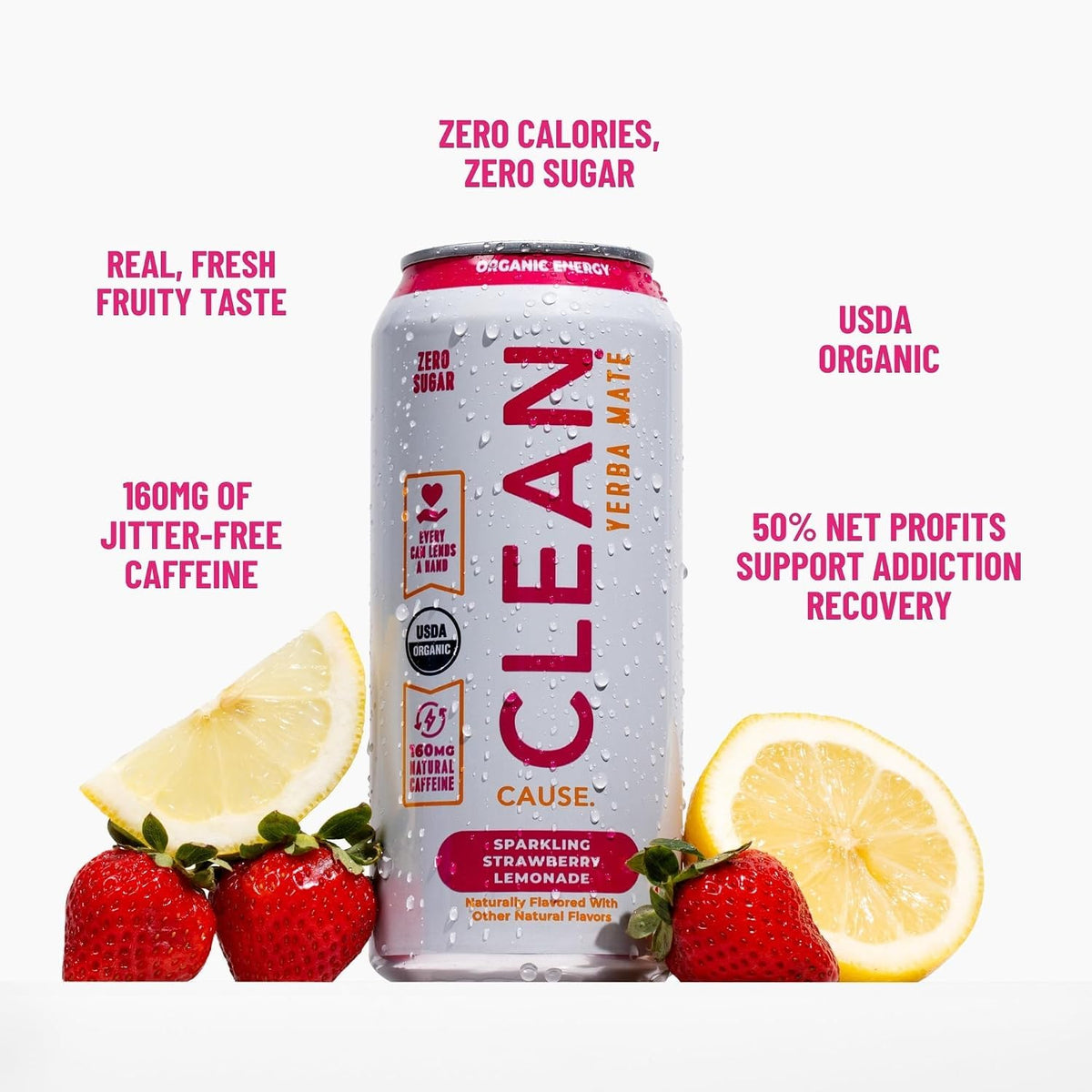 CLEAN Cause Zero Sugar Yerba Mate Organic Energy Variety Pack, 12 Pack 16oz