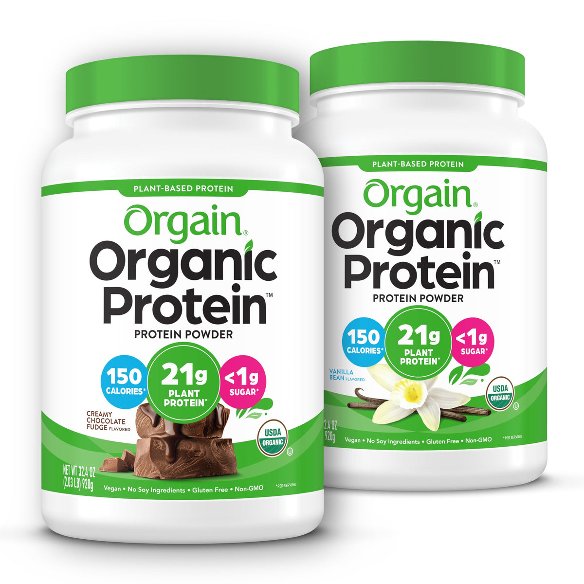 Orgain Organic Vegan 21g Protein Powder, Vanilla Bean, 2.03 lb