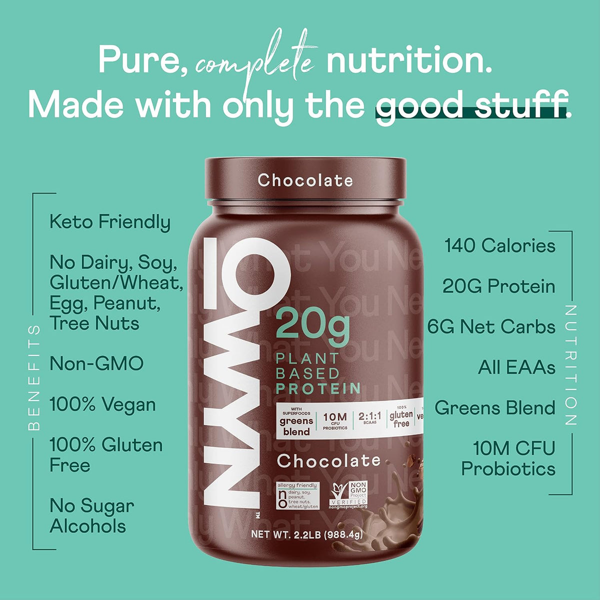 OWYN Only What You Need Dark Chocolate Flavored 20g Protein Powder, 2.2 LB