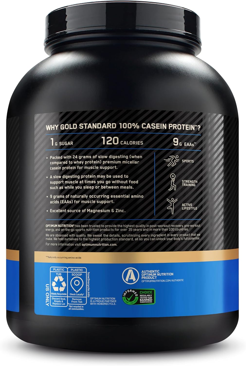 Optimum Nutrition Gold Standard Casein Protein Powder Chocolate Supreme 4LB