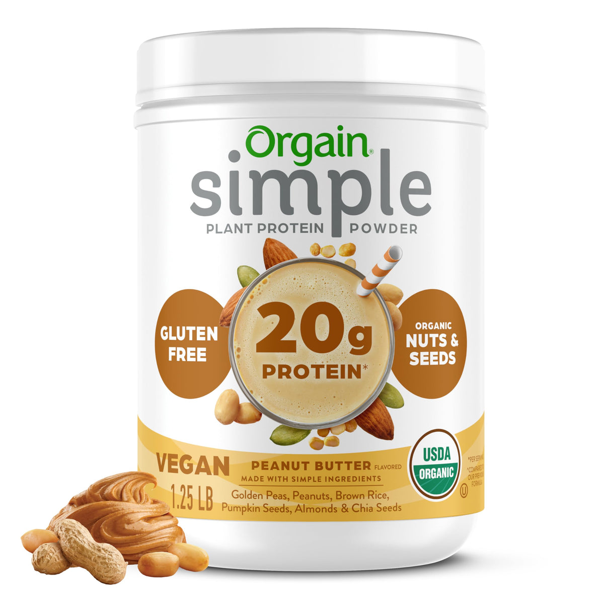 Orgain Organic Simple 20g Vegan Protein Powder, Vanilla, 1.25lb