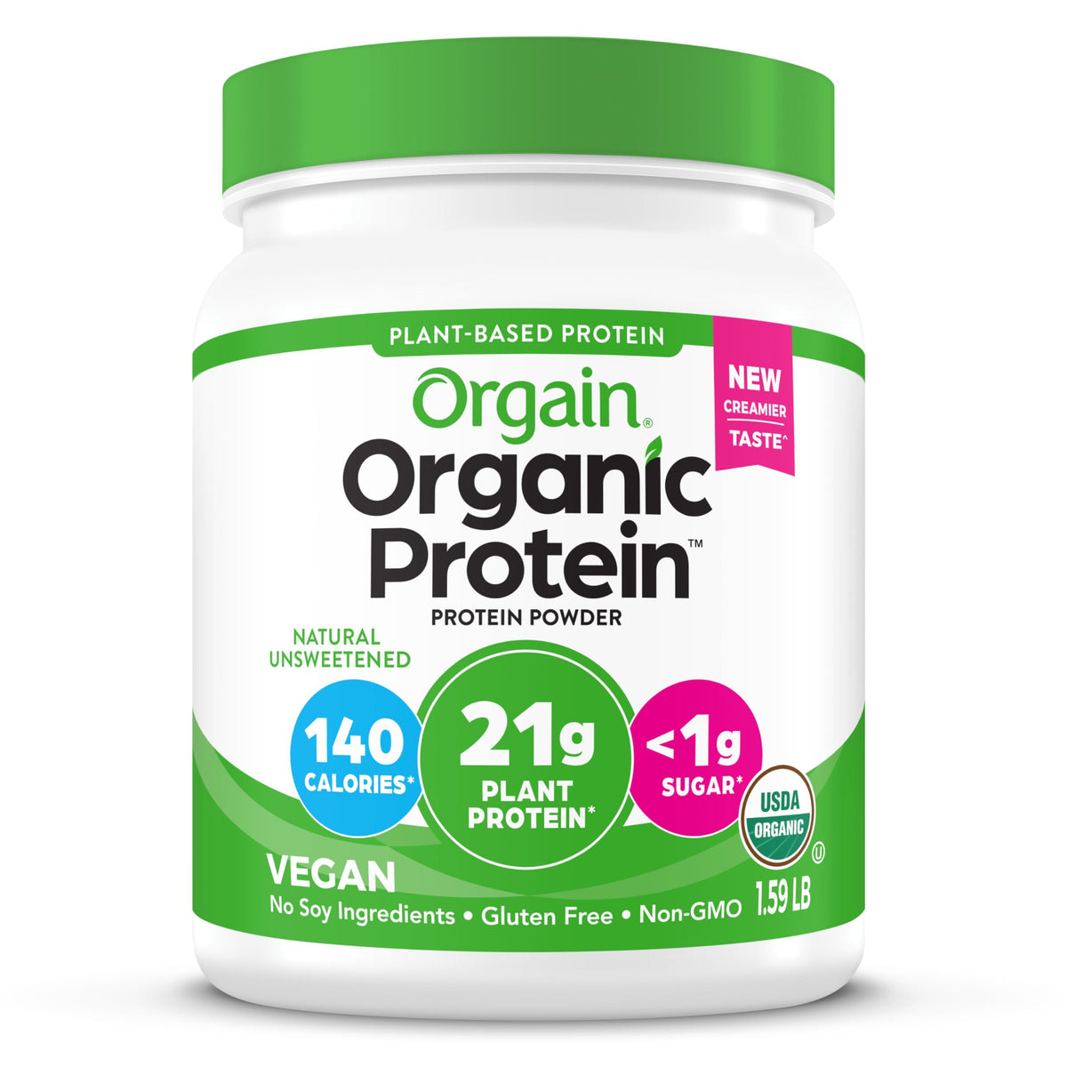 Orgain Organic Vegan 21g Protein Powder, Vanilla Bean, 2.03 lb