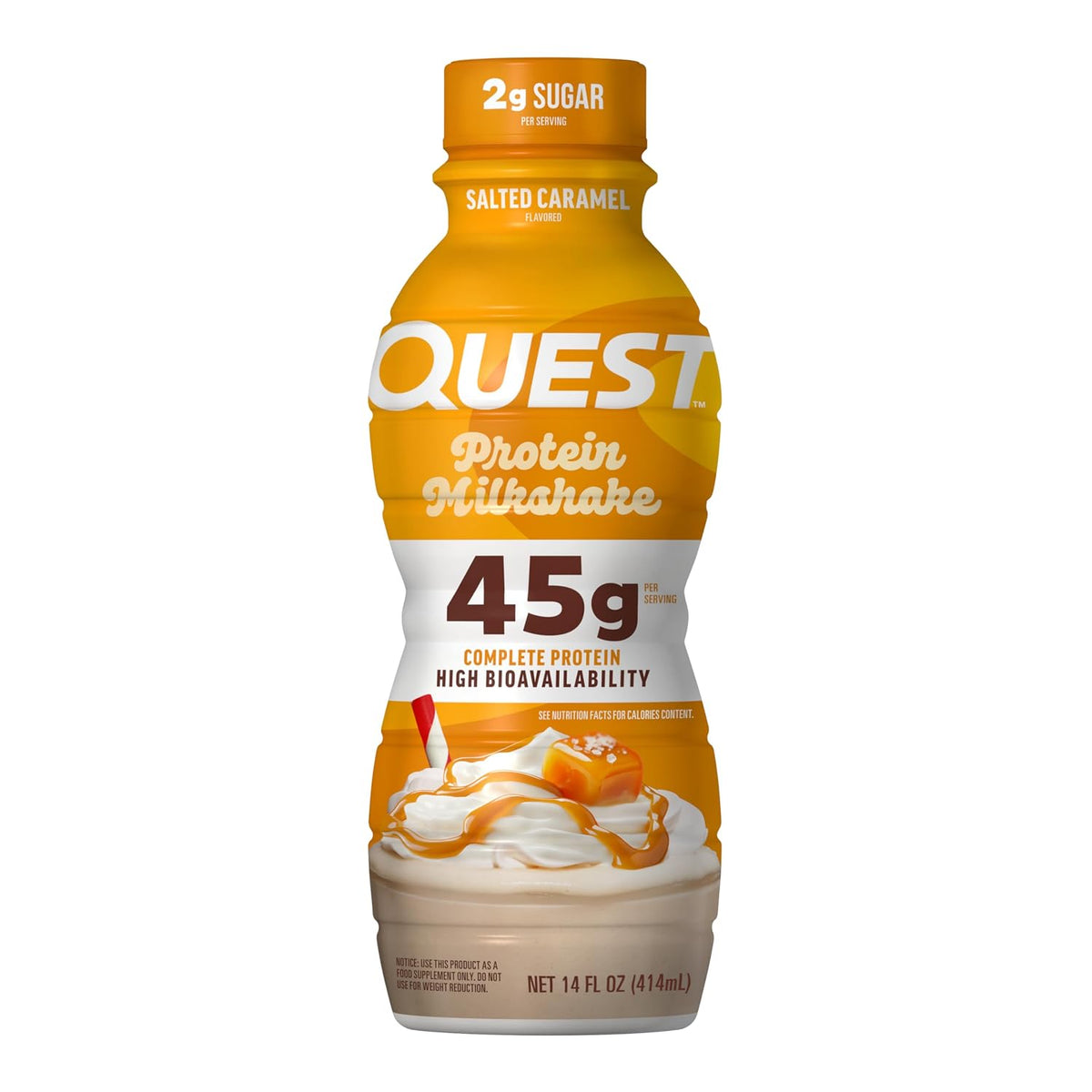 Quest Nutrition Salted Caramel Flavored High Protein Shake, 45g Protein, 2g Sugar, 2g Net Carbs, Ready to Drink, Gluten Free, 12 Count