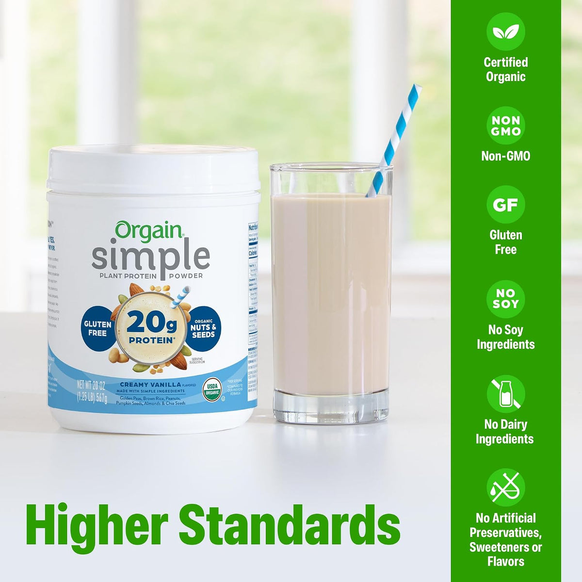 Orgain Organic Simple 20g Vegan Protein Powder, Vanilla, 1.25lb