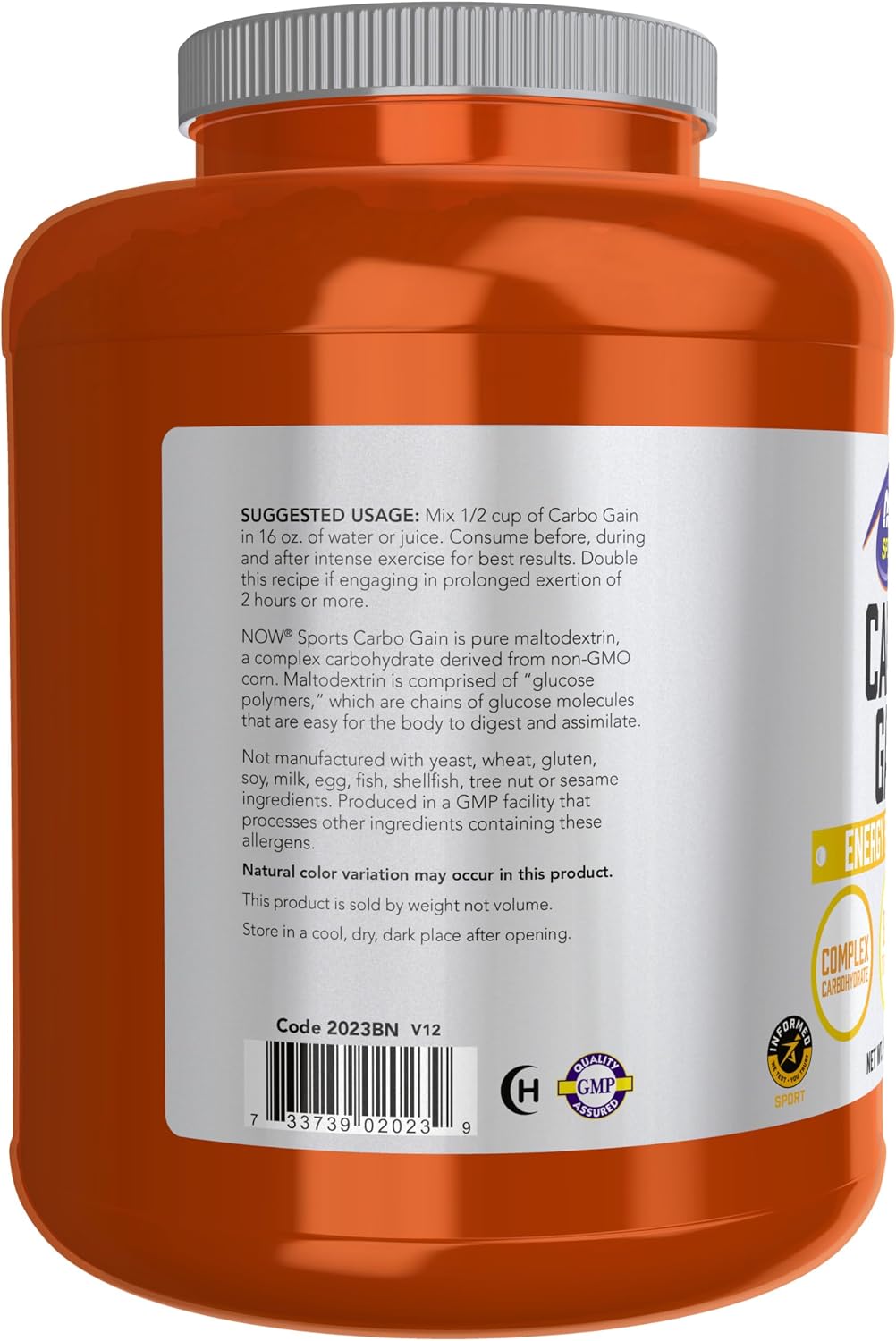 NOW Sports, Carbo Gain Powder, Complex Carb, Energy Production, 8 lbs