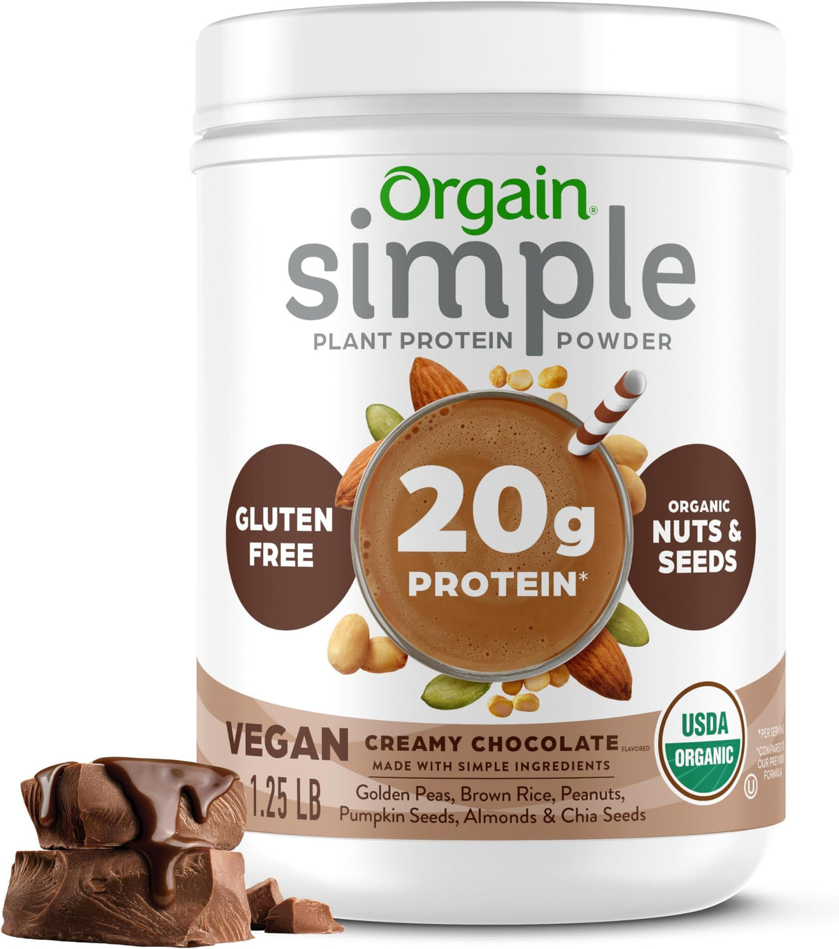 Orgain Organic Simple 20g Vegan Protein Powder, Vanilla, 1.25lb