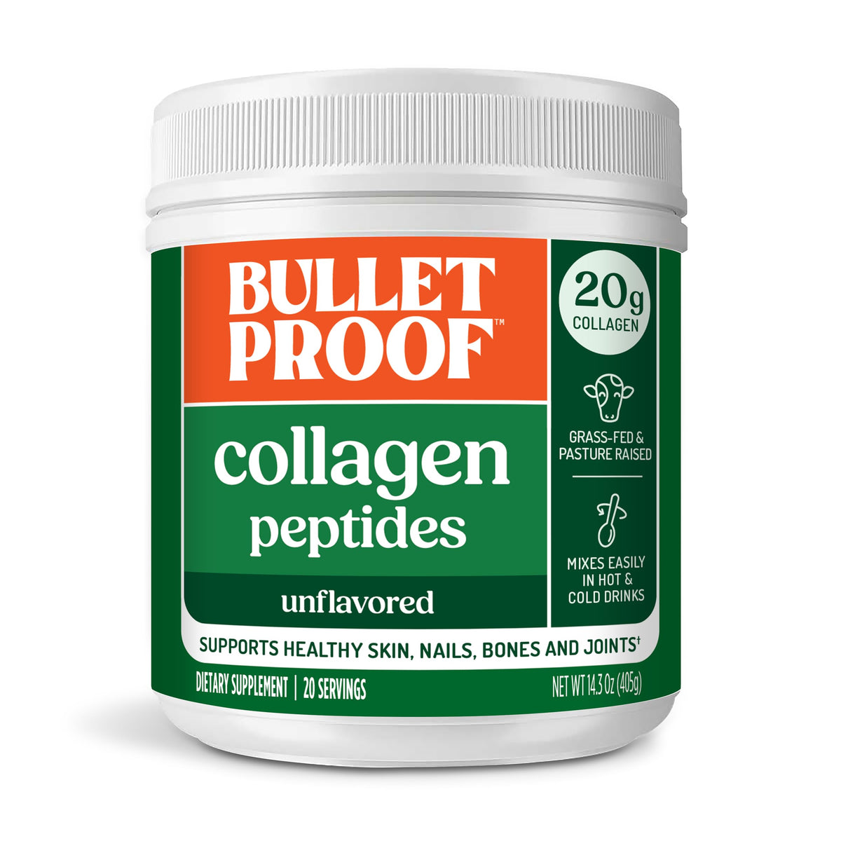 Bulletproof Unflavored Collagen Peptides Protein Powder, 17.6 oz