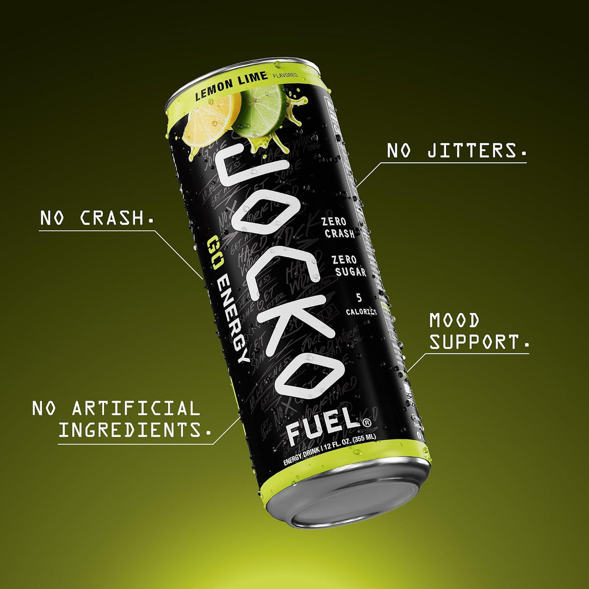 Jocko Fuel GO Energy Drinks, Lemon Lime, 12 oz | 12 Pack