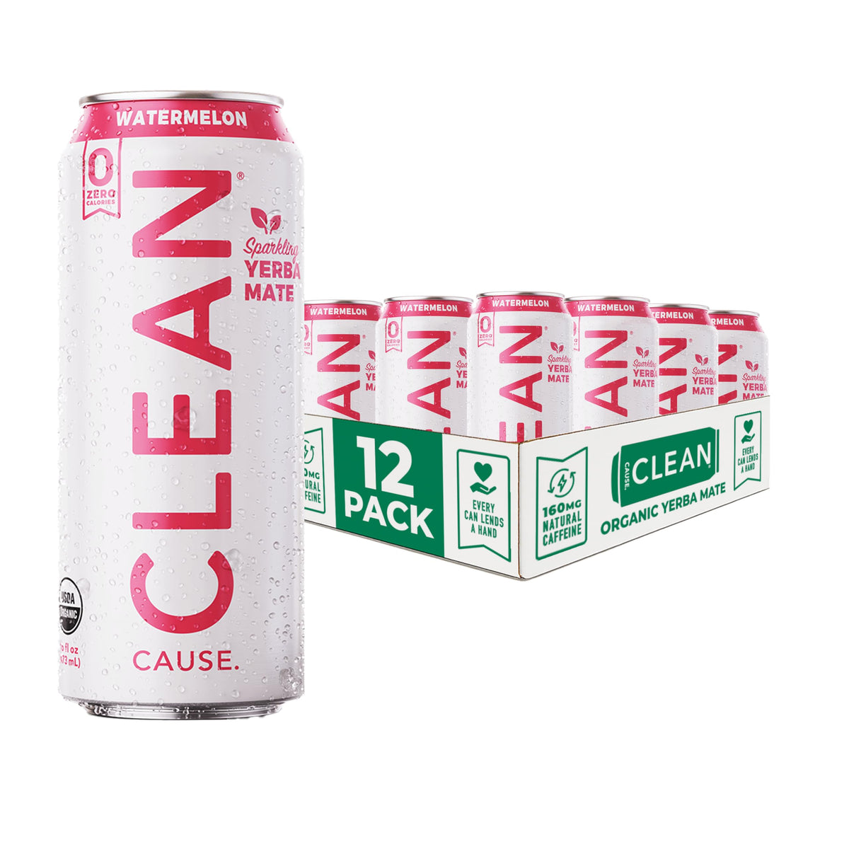 CLEAN Cause Zero Sugar Yerba Mate Organic Energy Variety Pack, 12 Pack 16oz