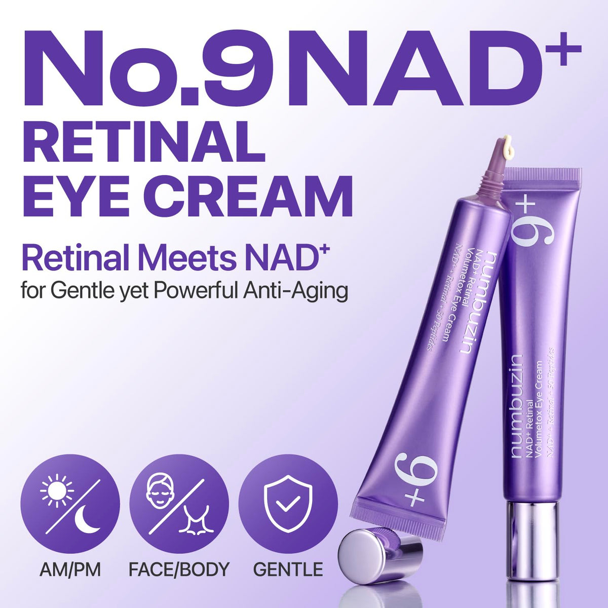 numbuzin No.9 NAD+ Retinal Volumetox Eye Cream, Anti-Aging Treatment for Wrinkles, Fine Lines, Dark Circles & Dark Spots, Gentle Retinal Formula with Peptides & Niacinamide, 0.67 fl. oz.