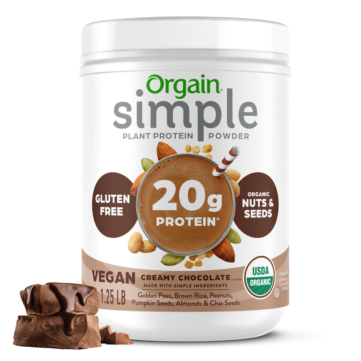 Orgain Organic Simple 20g Vegan Protein Powder, Vanilla, 1.25lb