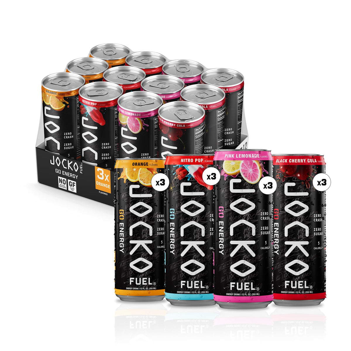 Jocko Fuel GO Energy Drinks, Lemon Lime, 12 oz | 12 Pack