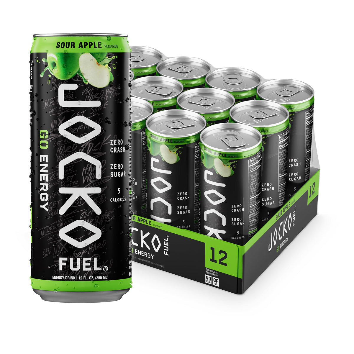 Jocko Fuel GO Energy Drinks, Lemon Lime, 12 oz | 12 Pack